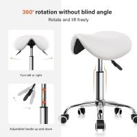 Taburete con Ruedas Silla Trabajo Altura Ajustable Giratorio Taburete de Oficina con Asiento de Silla de Montar Negro - details 17