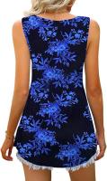 Verano nuevo con cuello en v sin mangas chaleco falda casual estampado tropical de flores vestido mujer - details 21