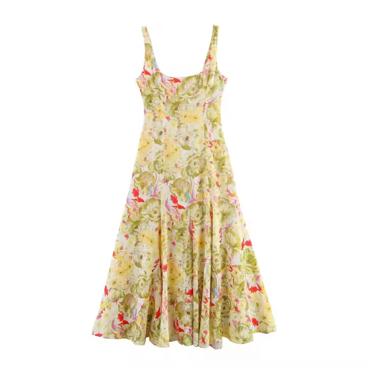 Vestido de tirantes floral versátil con estilo dulce de vacaciones PB&ZA2025, novedad de verano, ropa de mujer - 1