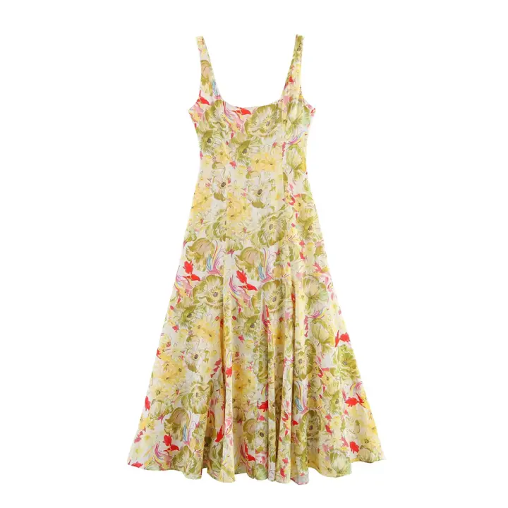 Vestido de tirantes floral versátil con estilo dulce de vacaciones PB&ZA2025, novedad de verano, ropa de mujer - 1