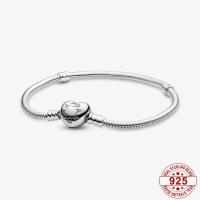 ABC global-Pulsera De Cadena De Serpiente Con Cierre De Corazón De Plata De Ley S925 Para Mujer,Dijes De Plata - details 4