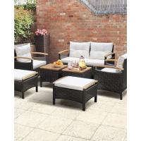 Conjunto de Muebles de Jardín, 3 Piezas de Ratán para Exterior, 2 Sillones con Cojines y 1 Mesa de Panel de Vidrio, Mesa y Silla para Terraza, Jardín, Patio (Marrón Oscuro) - details 14