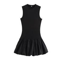 Nueva ropa de mujer, diseño francés europeo y americano, vestido hinchado de empalme de punto de moda y versátil - details 1