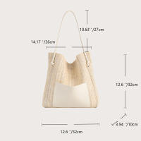 Bolso de mano de punto ahuecado de paja, bolso de hombro hecho a mano de gran capacidad, bolso de playa informal de diseñador para mujer - details 19
