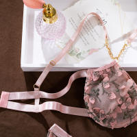 Conjunto de Sujetador con Cadena Sexy con Perspectiva de Flor Conjunto de Ropa Interior de Mujer con Brodería - details 13