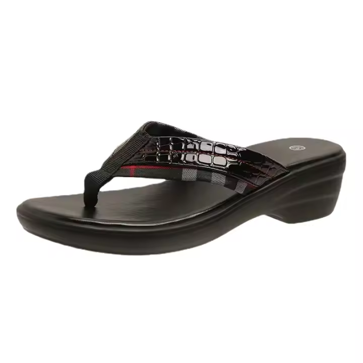 Women Snakeskin Print Toe Post Sandals Color Solid Slip On Platform Shoes Casual & Beach Summer Shoes - 1