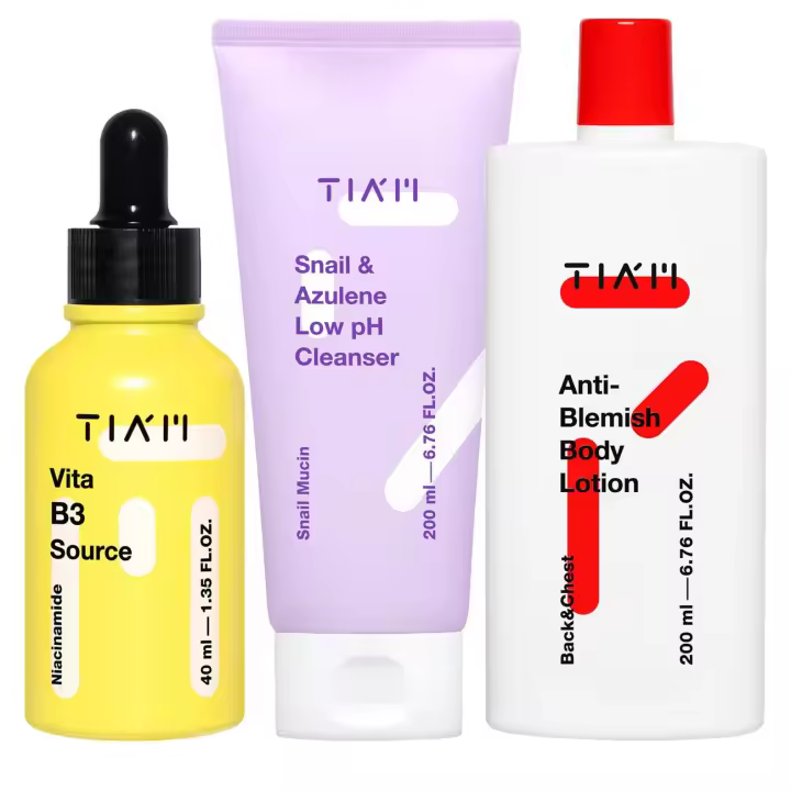 TIA'M Trio: Limpiador de bajo pH de caracol y azuleno, fuente de Vita B3, loción para una limpieza suave, un brillo saludable y una piel corporal suave, - 1