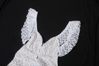 BUNO-Vestido de dos pisos de gato extraño para mujer, vestido con volantes huecos, tirantes sin espalda, encaje liso escalonado, elegante, para fiesta, ajustado - details 10