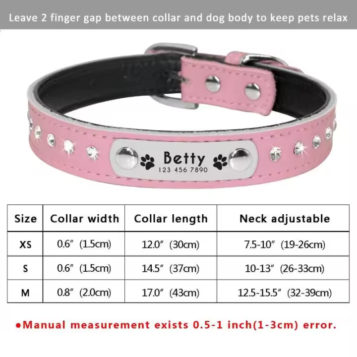 Perro personalizado Cuero PU, Collar de Perro personalizado, Collares mascotas grabado Free para Perros Pequeños, medianos - 1