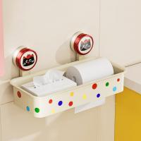 Estante de almacenamiento de champú con ventosa, dispensador de pañuelos montado en la pared sin perforaciones, portarrollos de papel de plástico para ahorrar espacio - details 8