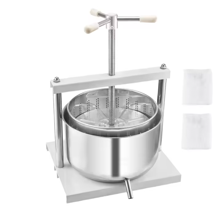 SucceBuy Prensa Manual para Vino de Frutas de 3,17 Gal/12L, Barriles Dobles de Acero Inoxidable, Exprimidor para Sidra, Manzana, Uva, Miel - 1