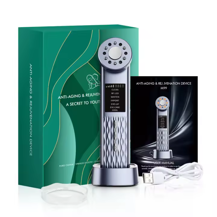 Use en el hogar therapy Rojo EMS RF ininstrument de masaje Facial Dispositivo de Ajuste Maple inoxidable - 1