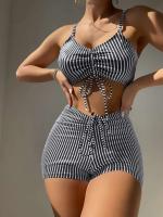 Bikinis con cordón frontal, cintura alta para mujer, bañadores de mujer, bañador para nadar, ropa de playa 2025 - details 6