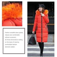 Abrigo de plumón para mujer, chaqueta de invierno con cuello de piel grande, chaqueta gruesa ajustada, Chaqueta de algodón con capucha a la moda, chaqueta larga de invierno para mujer - details 27
