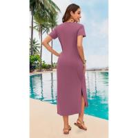 Vestido de Verano 2025 para Mujer Cuello en V, Abertura Lateral, Manga Corta, Tendencia de Moda - details 11