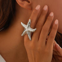 Seabeach-Anillo de concha de estrella de mar para mujer Color dorado nueva moda anillos de dedo de concha de perla grande joyería regalos de personalidad de verano - details 5