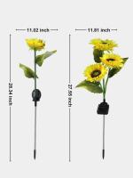 Luz LED Solar de girasol para exteriores, lámpara impermeable para decoración de jardín, boda, vacaciones, flores, 1/3 cabezales - details 3