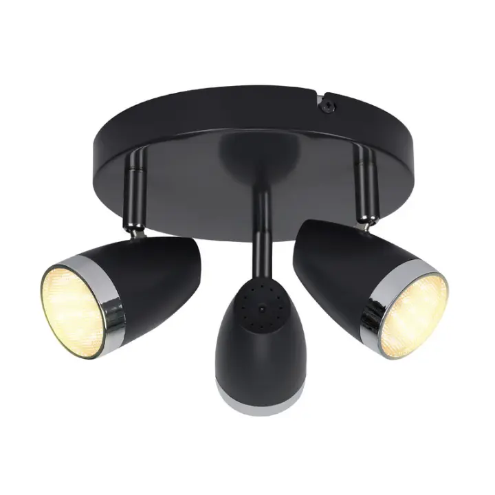 CBJKTX Foco de techo LED moderno de 3 bombillas 4W negro 3000K 350 °   ajustable - 1