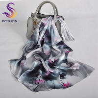BYSIFA 12 Momme Bufanda de seda de morera 100%, estilo chino, pintura con tinta de agua, ligera, suave, transpirable, larga, protector solar de verano, chal de playa para mujer - details 6