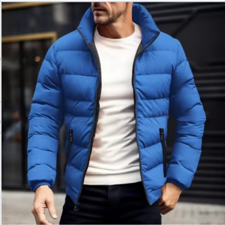 Chaqueta de color sólido de otoño invierno, chaqueta de algodón de moda, simple y atmosférica para hombre d - 1