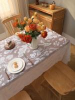 Colgante blanco de flor y pájaro Ense con borla en mantel, mesa de centro de sala de estar, mantel de mesa de boda - details 7