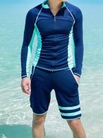 Traje De Baño Para Hombres, De Secado Rápido De Ajuste Ceñido Traje De Buceo, Chaqueta De Manga Larga Y Pantalones Cortos, Traje - details 0