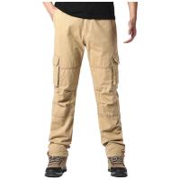 Pantalones casuales de algodón para hombre con bolsillos grandes y cintura elástica, pantalones de trabajo para deporte al aire libre. - details 0