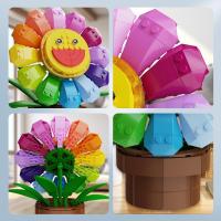 Bloque de construcción de flor de girasol con caras de expresión reemplazables, Idea, juego de construcción de juguete creativo y lindo para niños - details 3