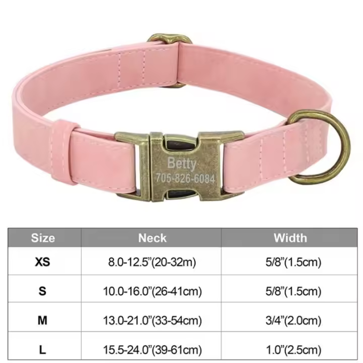 Perro personalizado Cuero PU, Collar de Perro personalizado, Collares mascotas grabado Free para Perros Pequeños, medianos - 1