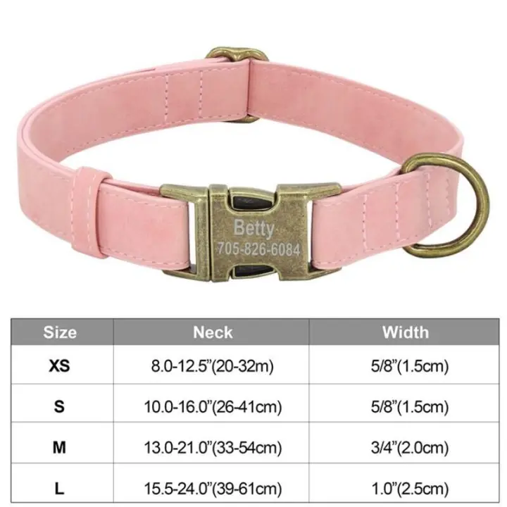Perro personalizado Cuero PU, Collar de Perro personalizado, Collares mascotas grabado Free para Perros Pequeños, medianos - 1