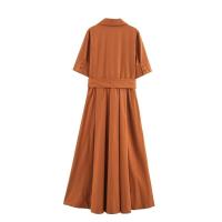 BUNO-vestido rojo romántico con cinturón para mujer, vestido largo con bolsillo y solapa, novedad de primavera y verano, vestido informal elegante para vacaciones 2025 - details 1