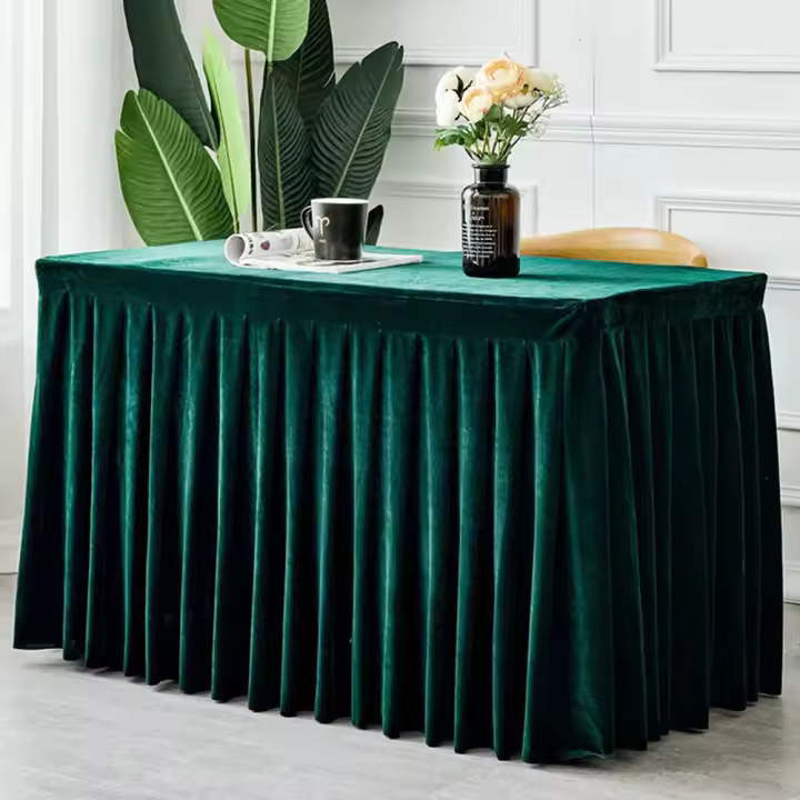 Mantel de Terciopelo Rectangular 1Pc para Eventos de Boda y Fiesta Cubierta de Mesa de Conferencia y Exhibición Blanco/Negro - 1