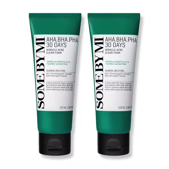 SOME BY MI AHA BHA PHA 30 días Miracle Foam 3.38oz, 100ml Limpiador de ácido salicílico Exfoliación Control de sebo - Cara suave para el acné - 1