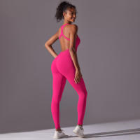 Body de Yoga de una pieza, conjunto de pantalones sin costuras, levantamiento de glúteos, Espalda descubierta, ropa sin mangas - details 2