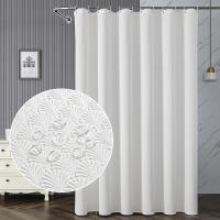 Cortina de Ducha Impermeable de Poliéster Sólido Accesorios de Baño Cortina de Ducha para Hogar sin Perforaciones - details 1