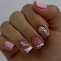 Juego De Uñas Postizas Cortas Redondas Glacial Azul Con Tiras Adhesivas Set Completo Para Manicura DIY En Salón Uñas Postizas Francesas Desmontables - details 1