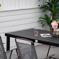 Mesa de Comedor Exterior de Aluminio Tamaño para 8 Personas con Encimera de Listones para Balcón Terraca 190x90x74 cm Negro - details 6