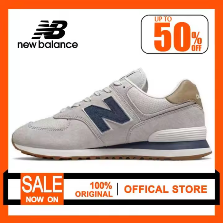 【100% original】 574 Zapatillas bajas unisex de color azul grisáceo Zapatos para correr apliques LETEN - 1