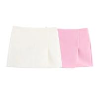 PB&ZA2025casual pantalones cortos de cintura alta de color sólido con línea A pequeña para todos los días, falda pantalón de verano para mujer - details 1