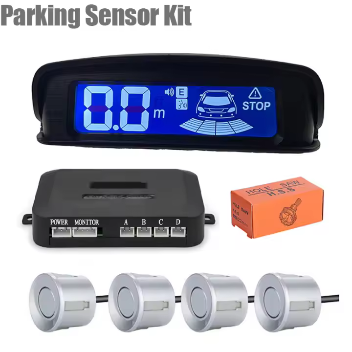 Kit de Sensor de estacionamiento de Radar múltiple, retroiluminación, sistema de pantalla LED Parktronic, Monitor de respaldo, soporte de ajuste de volumen y voz - 1
