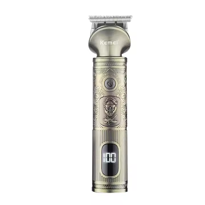 Kemei-cortadora de pelo profesional para hombre, máquina de afeitar inalámbrica, con pantalla LCD, T9, para barbero - 1