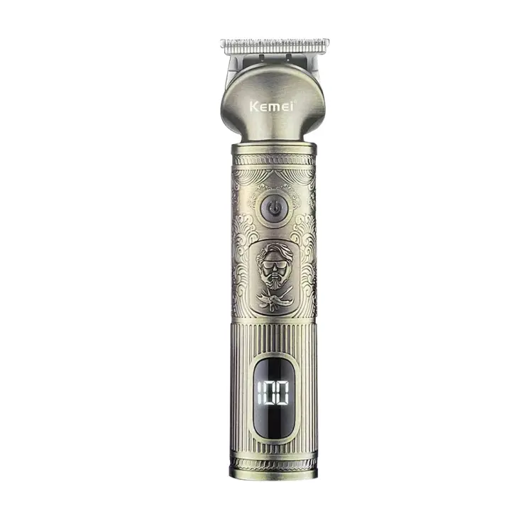 Kemei-cortadora de pelo profesional para hombre, máquina de afeitar inalámbrica, con pantalla LCD, T9, para barbero - 1