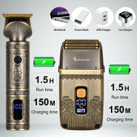Hatteker-cortadora de pelo para hombre, Afeitadora eléctrica recargable, cortadora de pelo para nariz y cuerpo, Máquina para cortar cabello, RSCW-767, 2 juegos - details 5