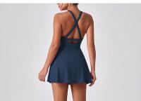 Vestido deportivo adelgazante antideslumbrante para mujer, ropa de entrenamiento de tenis de plumas de secado rápido, Fitness en la espalda, ropa de Yoga de una pieza - details 6