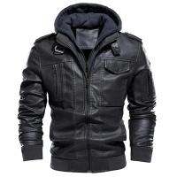 Chaqueta de Cuero con Capucha Vintage Gruesa para Invierno Estilo Bombéa Club para Hombres - details 4