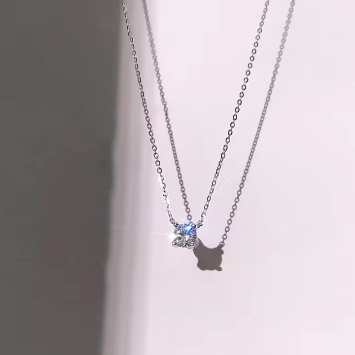 Collar chapado en oro de 14k de Plata de Ley 925, gargantilla de circonita brillante versátil, cadena de clavícula para mujer, joyería de boda - 1