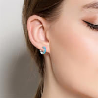 Aretes Redondos de Plata 925 Estilo Elegante para Mujeres con Piedra Principal de Zirconio y Diseño de Encanto Brillante Color en Oro - details 49