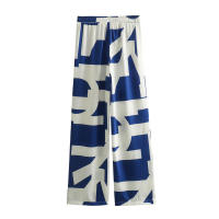 Conjunto de pantalón recto de pierna ancha informal y camisa estampada con textura de seda para mujer, nueva moda primavera 2025 - details 6