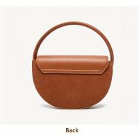 Bolso de sillín para mujer - Bandolera ajustable con herrajes en tono dorado, marrón y beige, perfecto para desplazamientos y salidas informales, elegante diseño de media luna, forro de poliéster duradero - details 6