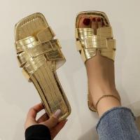 Nuevas Sandalias Platas para Mujer Gran Tamaño, Patrón de Piedra Sólida, Fondo Plano, Cabeza Cuadrada - details 3